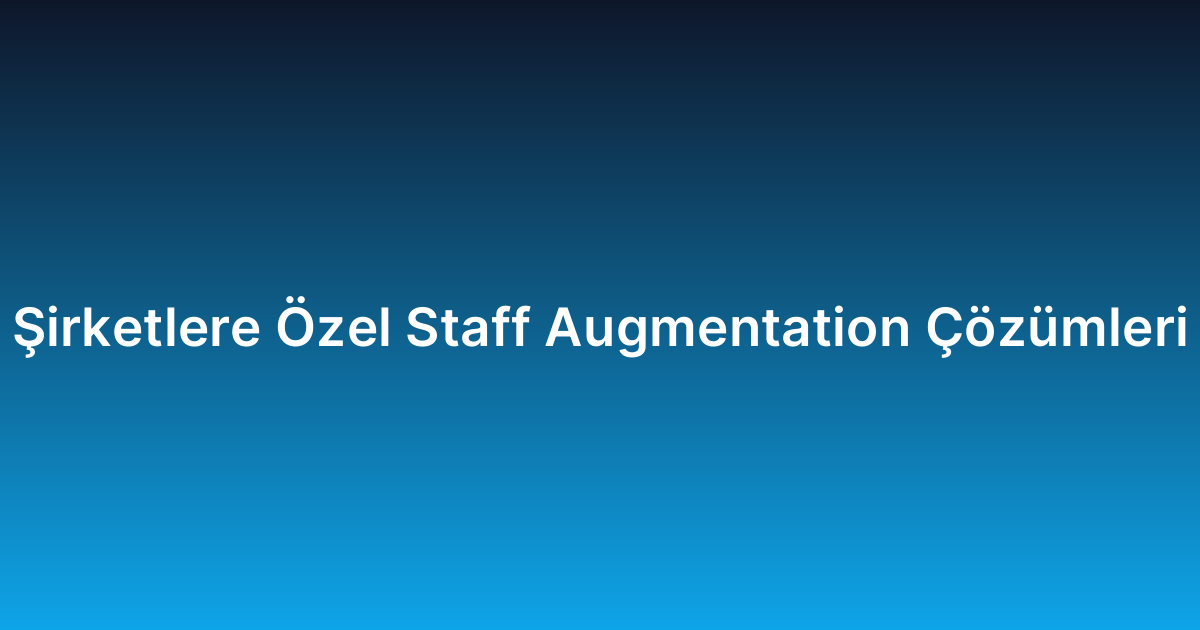 Şirketlere Özel Staff Augmentation Çözümleri