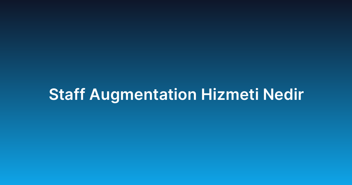 Staff Augmentation Hizmeti Nedir