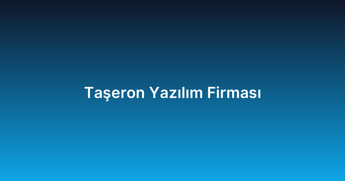 Taşeron Yazılım Firması