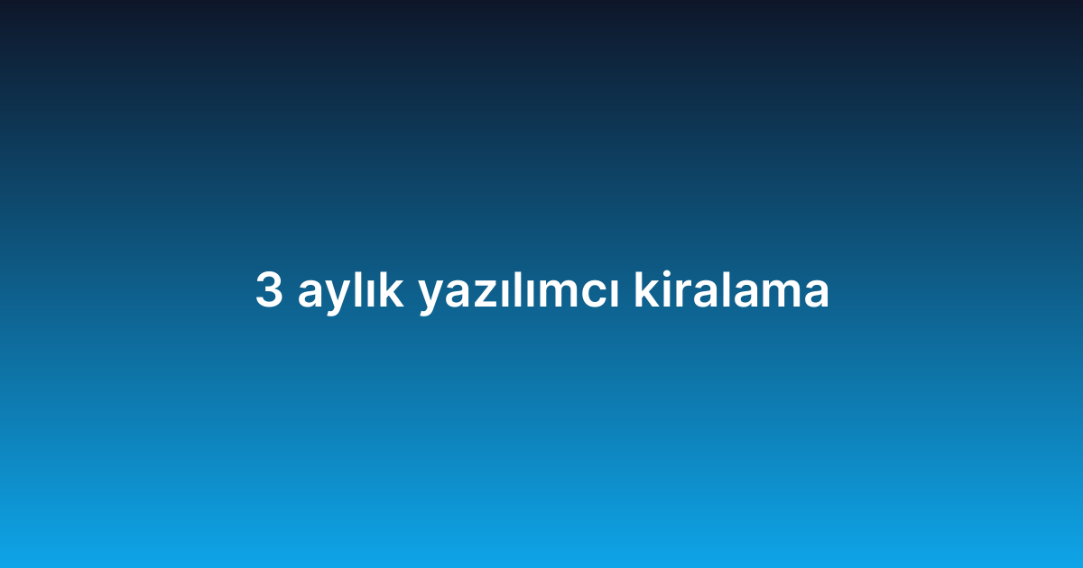 3 aylık yazılımcı kiralama