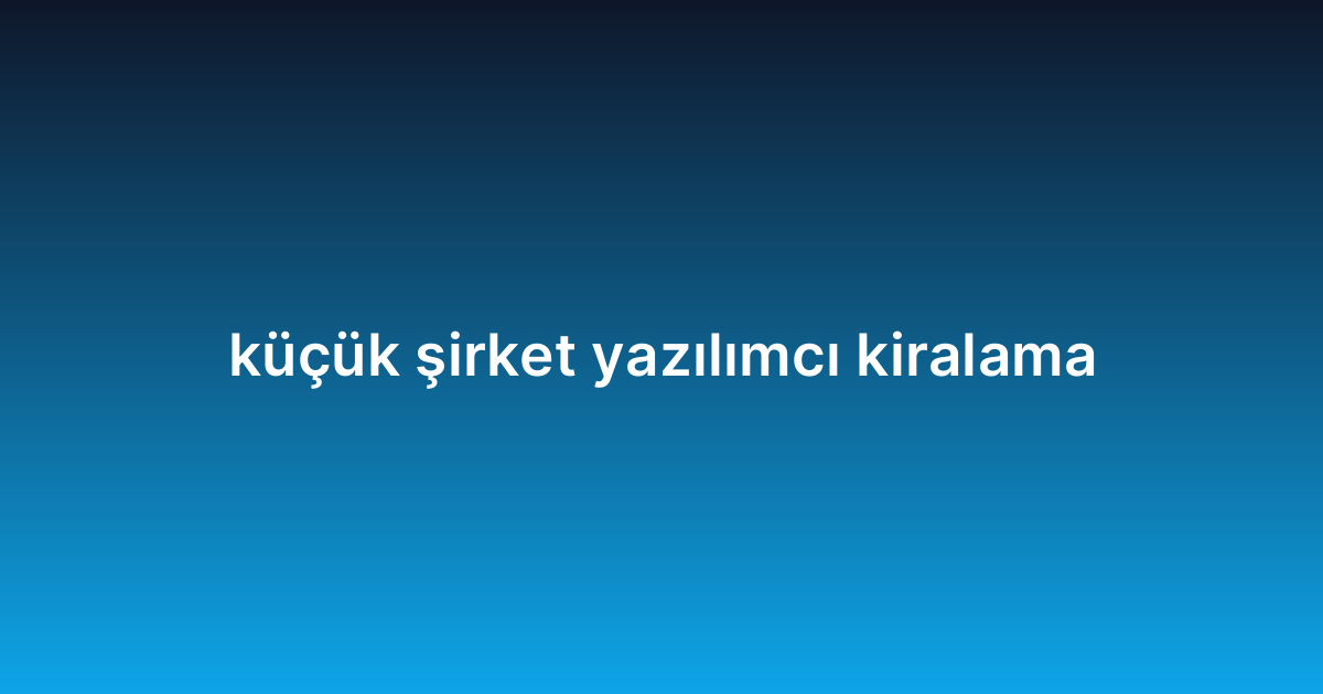 küçük şirket yazılımcı kiralama