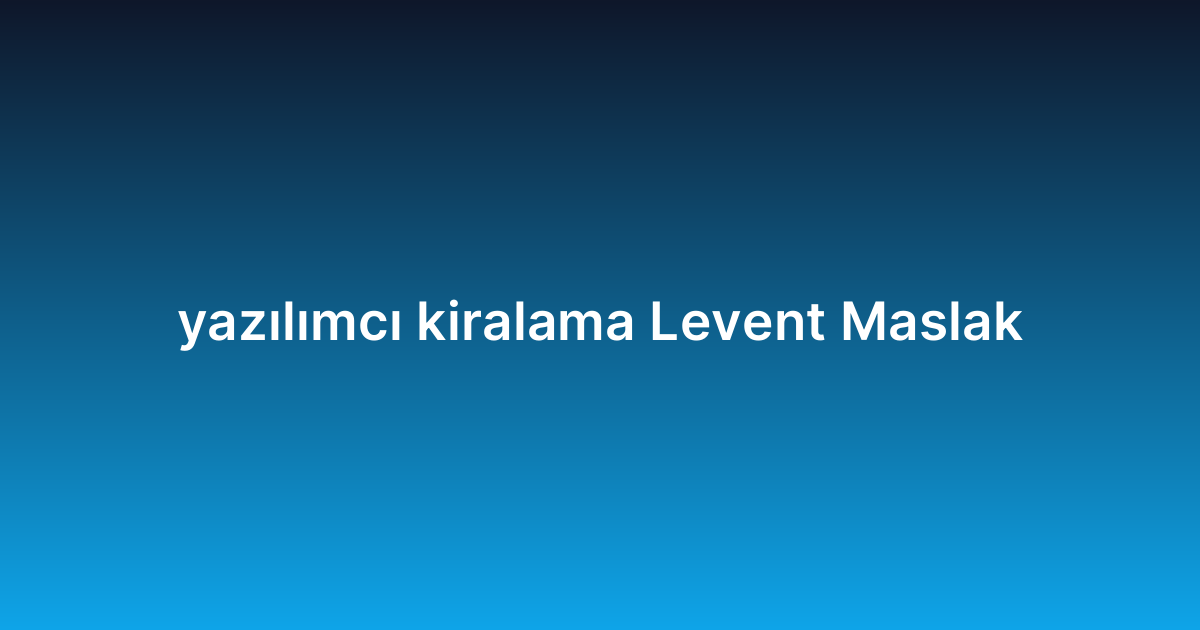 yazılımcı kiralama Levent Maslak