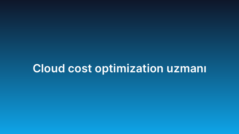 Cloud cost optimization uzmanı