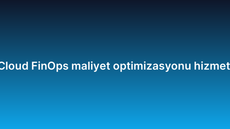 Cloud FinOps maliyet optimizasyonu hizmeti