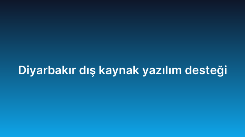 Diyarbakır dış kaynak yazılım desteği