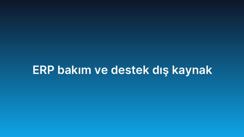 ERP bakım ve destek dış kaynak