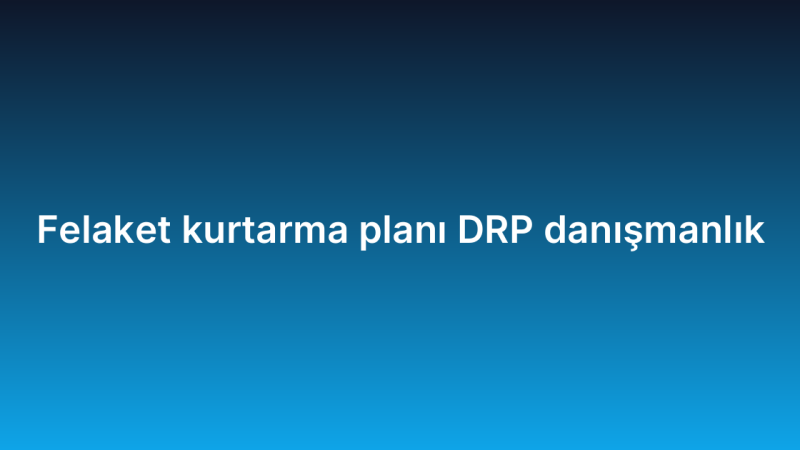 Felaket kurtarma planı DRP danışmanlık