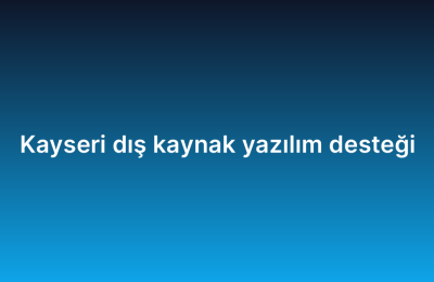Kayseri dış kaynak yazılım desteği