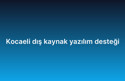 Kocaeli dış kaynak yazılım desteği