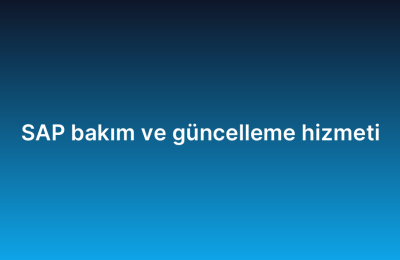 SAP bakım ve güncelleme hizmeti