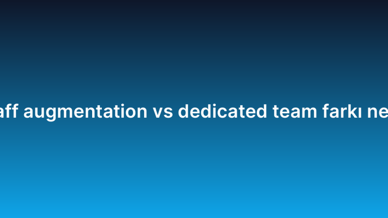 Staff augmentation vs dedicated team farkı nedir