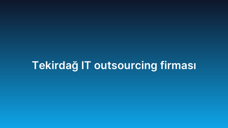 Tekirdağ IT outsourcing firması