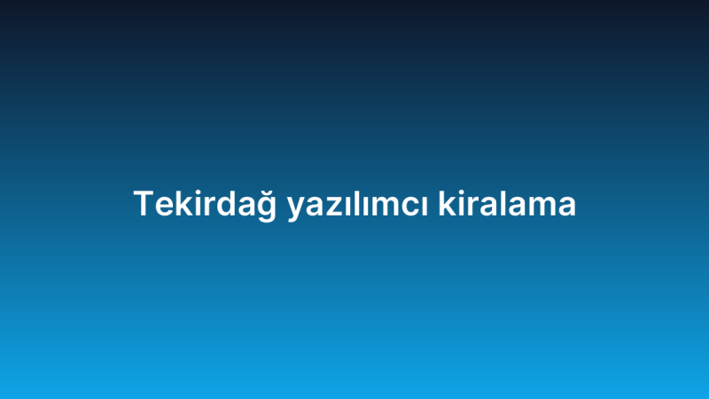 Tekirdağ yazılımcı kiralama