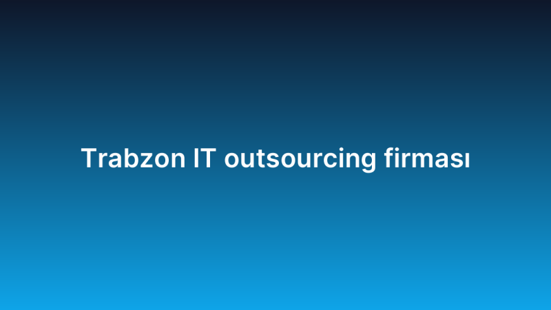 Trabzon IT outsourcing firması