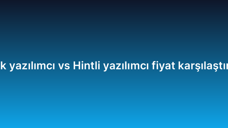 Türk yazılımcı vs Hintli yazılımcı fiyat karşılaştırma