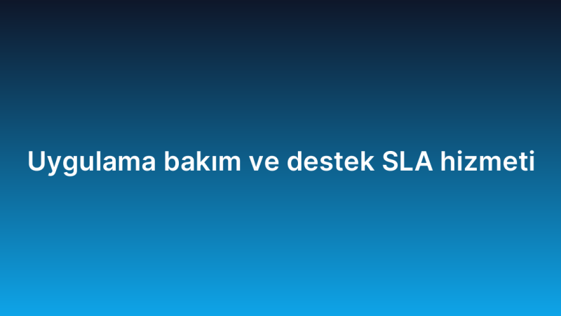 Uygulama bakım ve destek SLA hizmeti