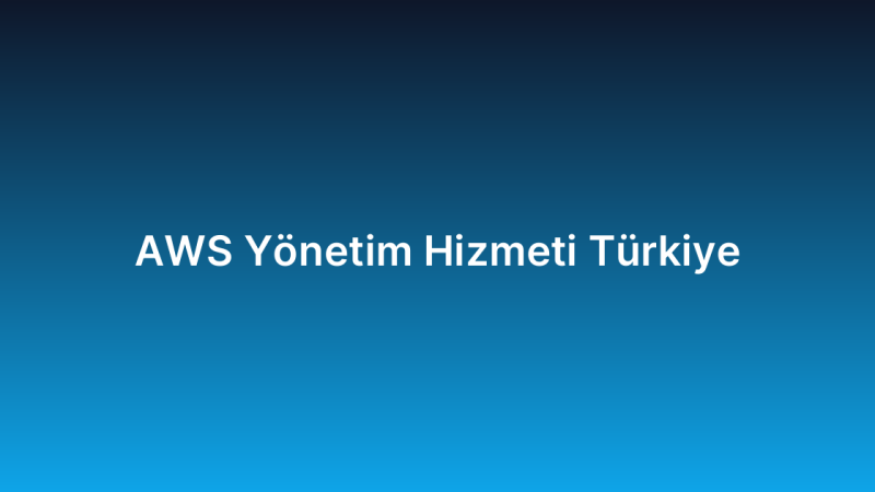 AWS Yönetim Hizmeti Türkiye