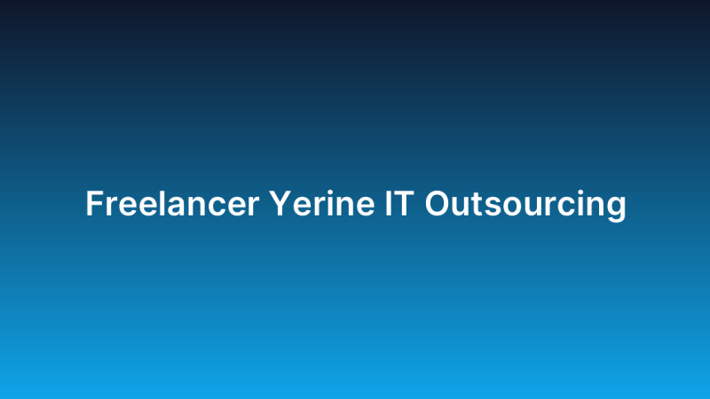 Freelancer Yerine IT Outsourcing