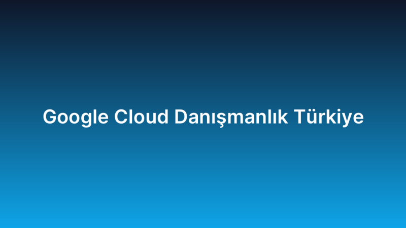 Google Cloud Danışmanlık Türkiye