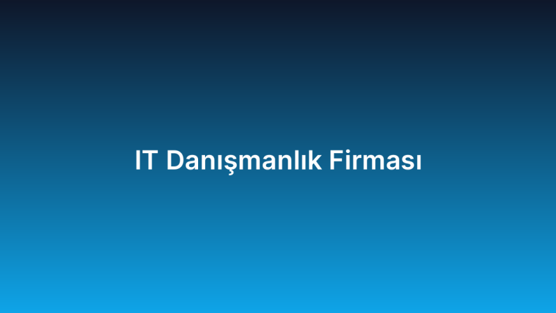 IT Danışmanlık Firması