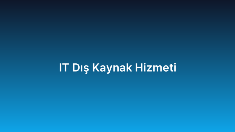 IT Dış Kaynak Hizmeti