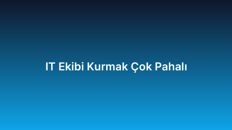 IT Ekibi Kurmak Çok Pahalı
