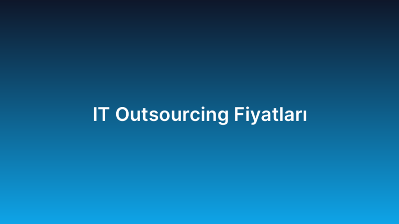 IT Outsourcing Fiyatları