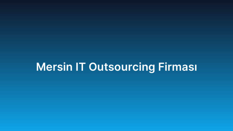 Mersin IT Outsourcing Firması