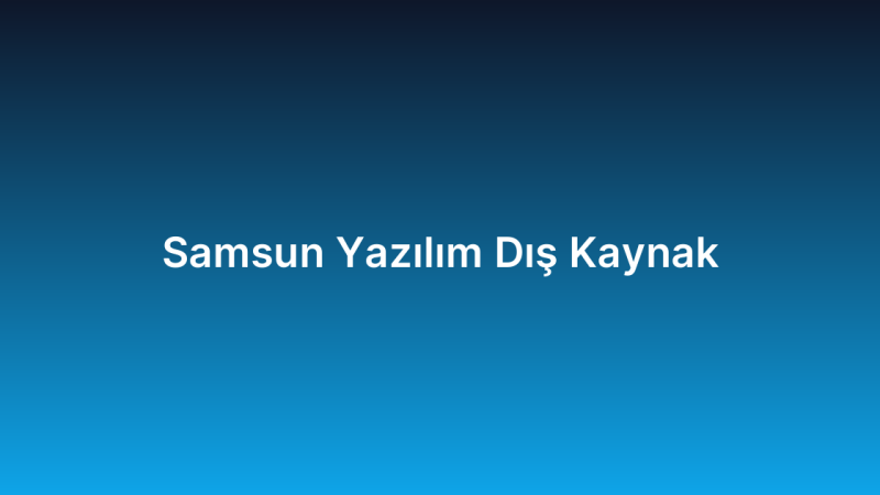 Samsun Yazılım Dış Kaynak