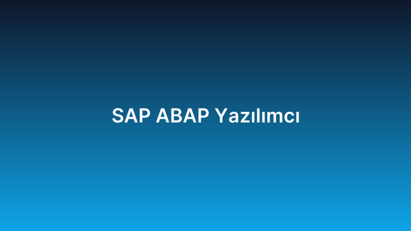 SAP ABAP Yazılımcı