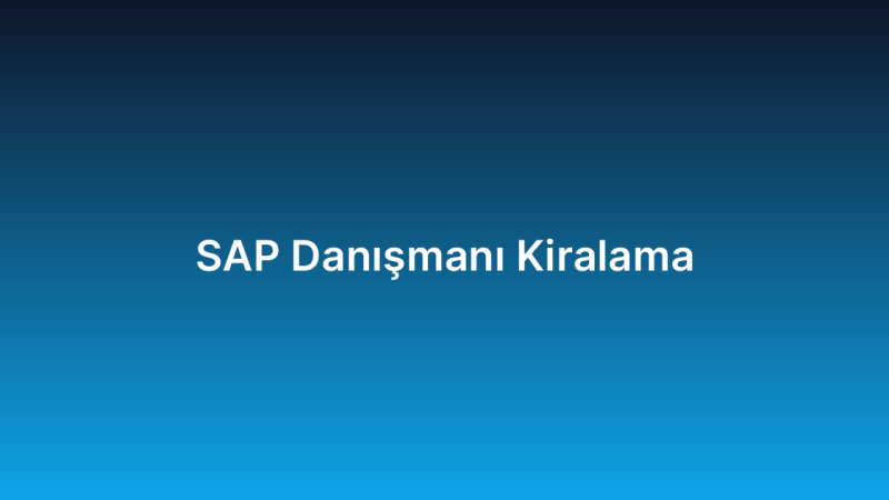 SAP Danışmanı Kiralama