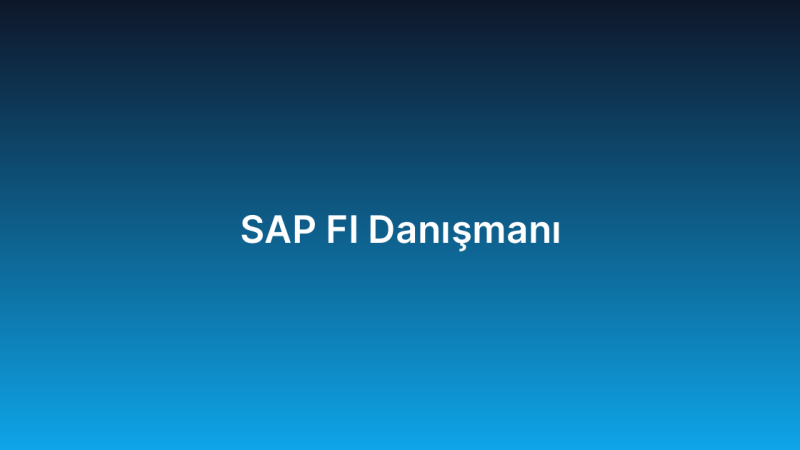 SAP FI Danışmanı