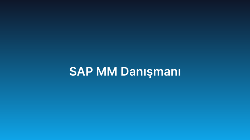 SAP MM Danışmanı