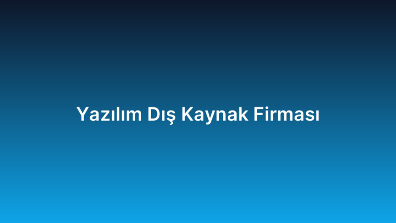 Yazılım Dış Kaynak Firması