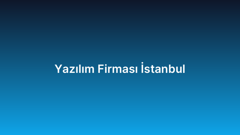 Yazılım Firması İstanbul