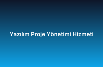 Yazılım Proje Yönetimi Hizmeti