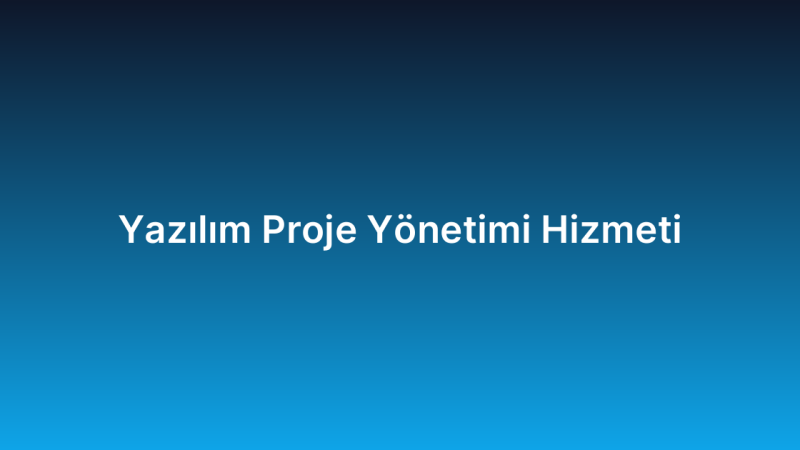 Yazılım Proje Yönetimi Hizmeti