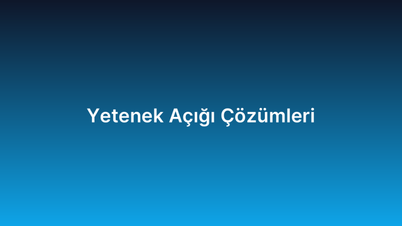 Yetenek Açığı Çözümleri