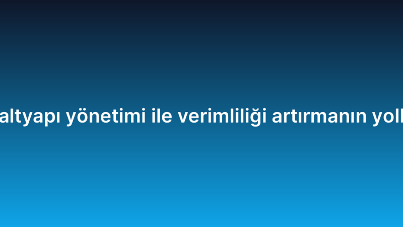 IT altyapı yönetimi ile verimliliği artırmanın yolları